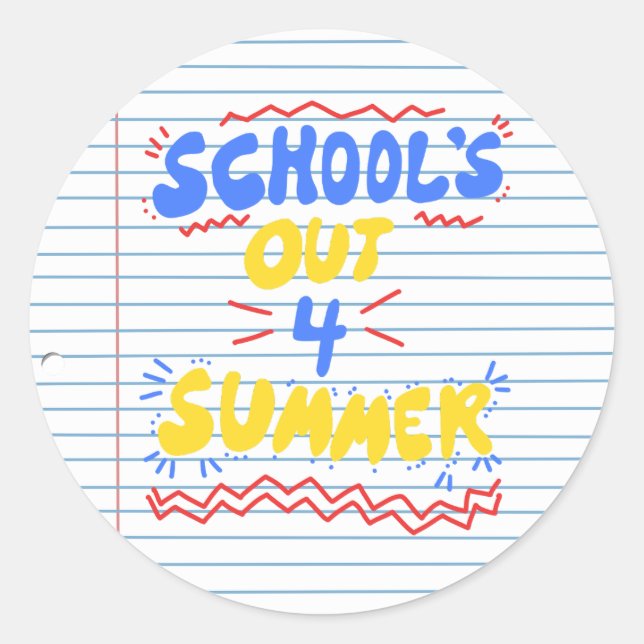 Pegatina Redonda Papel de hoja suelto en la escuela (Anverso)