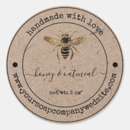 Pegatina Redonda Papel de imitación de Kraft |Etiqueta de jabón hec