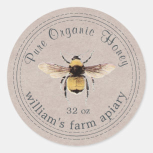 Pegatina Redonda Papel de kraft para abejas de miel