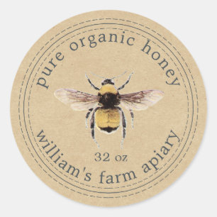 Pegatina Redonda Papel de kraft para abejas de miel