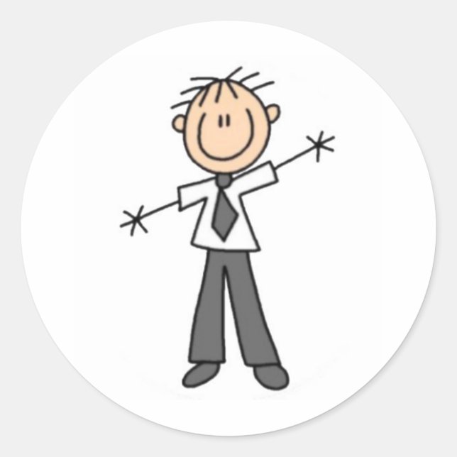 Pegatina Redonda Papel de la figura del stick (Anverso)