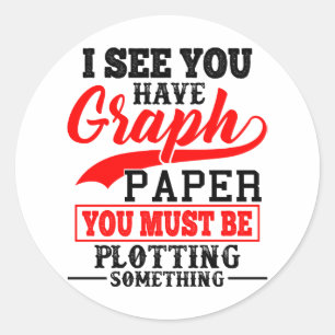 Pegatina Redonda Papel de Math Graph tramando algo de Pun Teacher