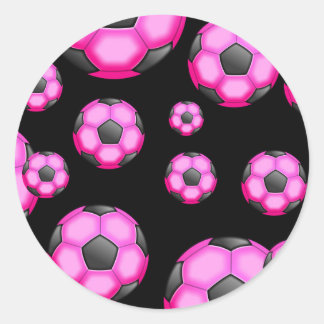 PEGATINA REDONDA PAPEL DE PALABRA DE 107 PINK SOCCER BALL SPORTS