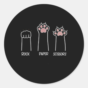 Pegatina Redonda Papel de rock tira de juego de pata gato Mascota E