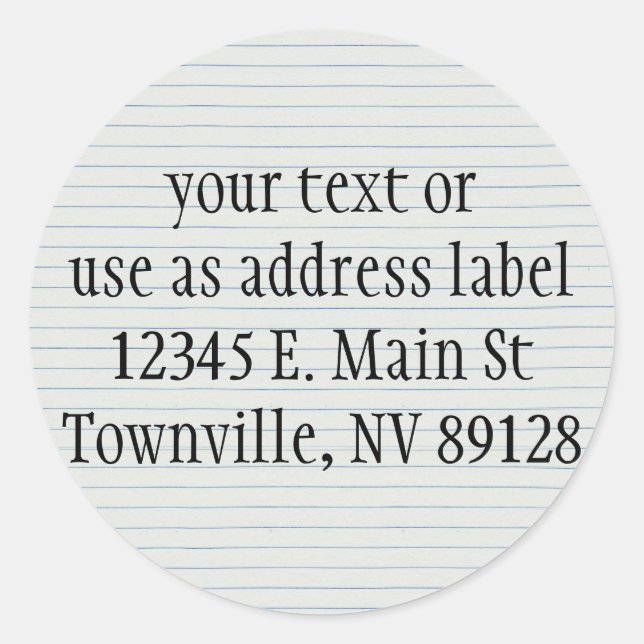 Pegatina Redonda Papel en la escuela (Anverso)