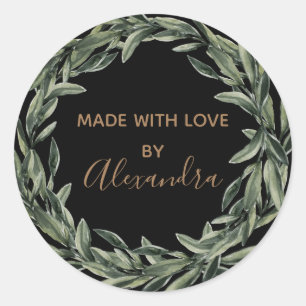 Pegatina Redonda Papel Kraft a la moda de la rama de cosecha artesa