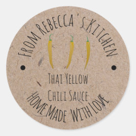 Pegatina Redonda Papel Kraft casero | Sauce de chile amarillo taila