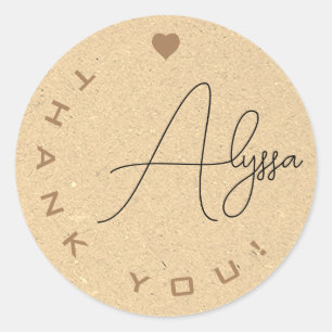 Pegatina Redonda Papel Kraft de firma único Gracias a su empresa