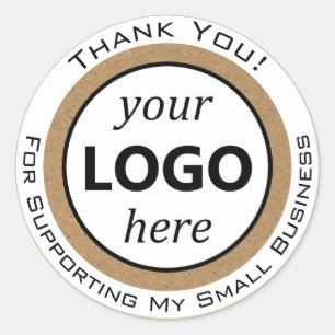 Pegatina Redonda Papel kraft rubio marrón Gracias A Tu Logo Aquí