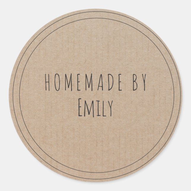 Pegatina Redonda Papel Kraft simple y casero para las cocinas de pa (Anverso)