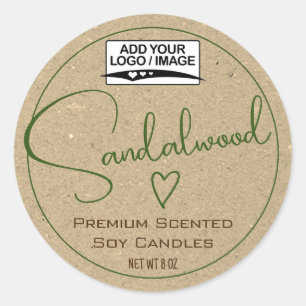 Pegatina Redonda Papel kraft vintage caligrafía moderna verde oscur