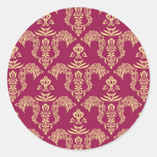 Pegatina Redonda Papel mural de Damasco 4
