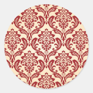 Pegatina Redonda Papel mural del patrón de Damasco