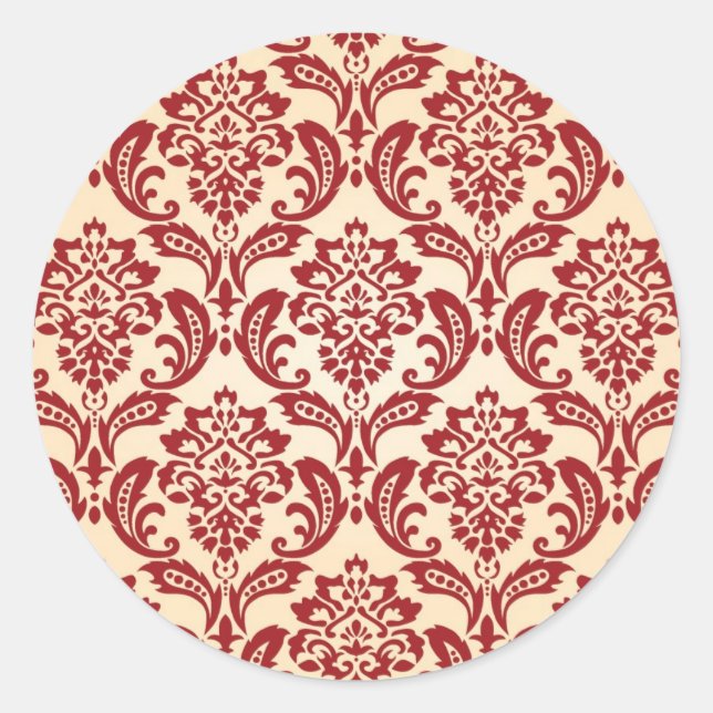 Pegatina Redonda Papel mural del patrón de Damasco (Anverso)