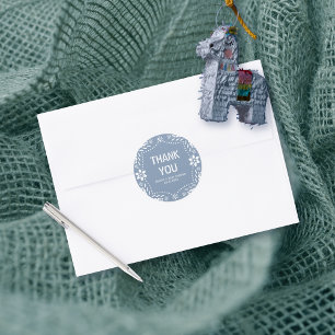 Pegatina Redonda Papel picado azul turbio Gracias niña ducha