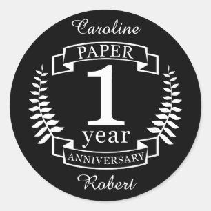 Pegatina Redonda Papel Primer aniversario boda 1 año