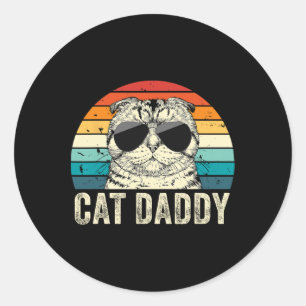 Pegatina Redonda Papel Retro Cat Papi Vintage Molestias Escocés Fol