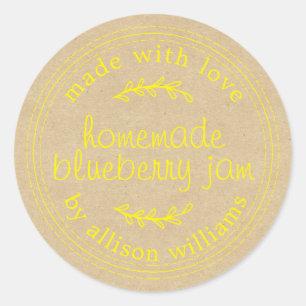 Pegatina Redonda Papel rústico casero de arenque de arándano de ará