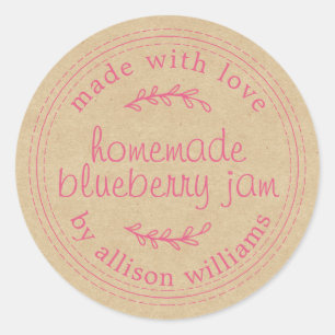 Pegatina Redonda Papel rústico casero de arenque de arándano de ará