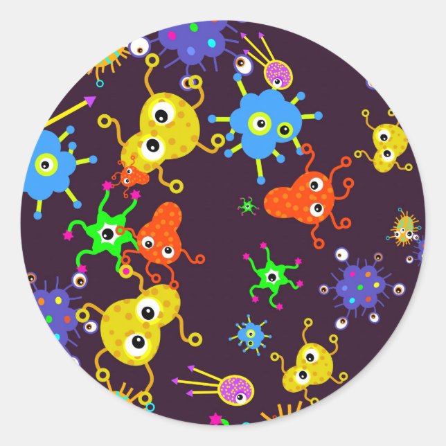 Pegatina Redonda Papel tapiz de bacterias (Anverso)
