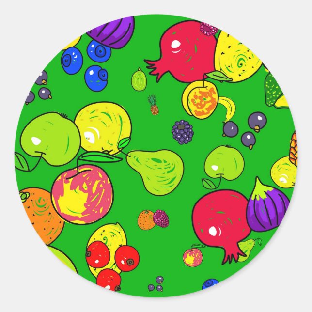 Pegatina Redonda Papel tapiz de fruta (Anverso)