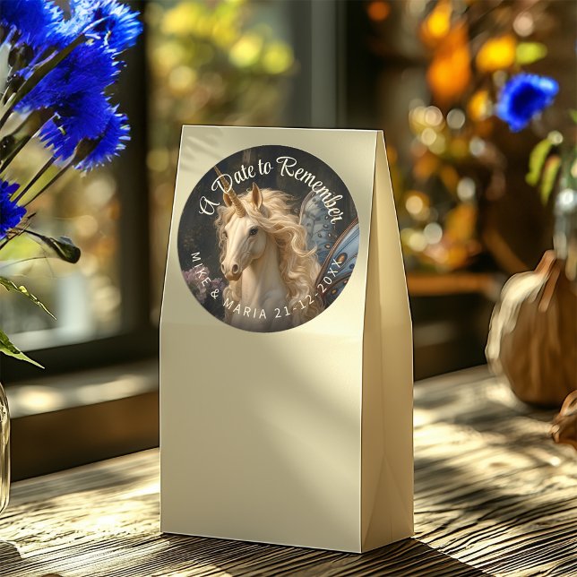 Pegatina Redonda Papelaria Hada Unicornio Mariposa Azul Clásica (Subido por el creador)