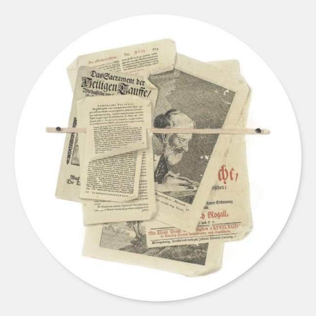 Pegatina Redonda Papeles de época Impresiones Scrapbooking Art Clas (Anverso)