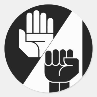 Pegatina Redonda Paper Beats Rock – Minimalist Black & White art