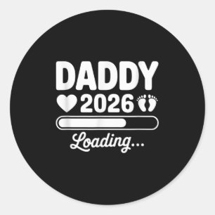 Pegatina Redonda Papi 2026 cargando Invitación de embarazo nuevo pa