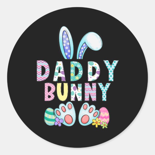 Pegatina Redonda Papi Bunny Dad Cute Easter Dad Bunny Rabbit Easte (Anverso)