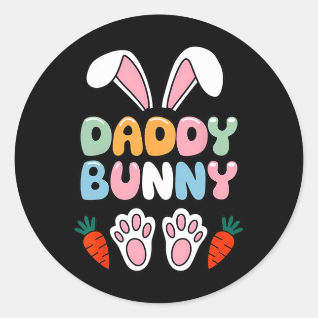 Pegatina Redonda Papi Bunny Easter Shirt - Meme Gracioso Para Papás (Anverso)