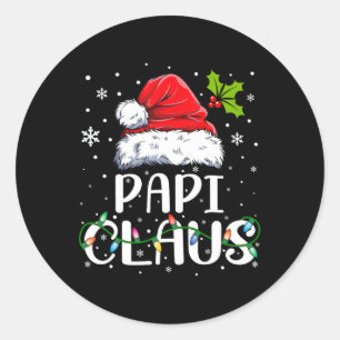 Pegatina Redonda Papi Claus Xmas Santa Hat Mateo Navidad