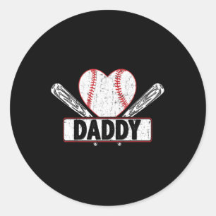 Pegatina Redonda Papi de béisbol Familia Mateo Softbol Baseball L