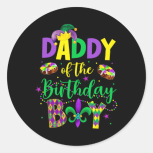 Pegatina Redonda Papi De La Camisa De Cumpleaños Mardi Gras Daddy P