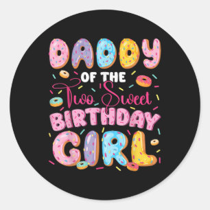 Pegatina Redonda Papi de la dulce niña de 2 cumpleaños Donut Lov