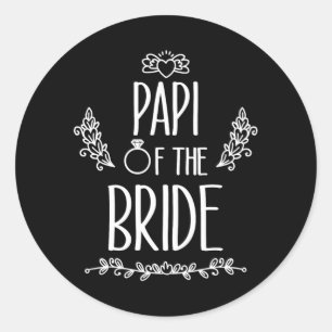 Pegatina Redonda Papi De La Familia Del Partido De La Boda De Novia