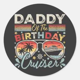 Pegatina Redonda Papi de vacaciones de crucero de cumpleaños