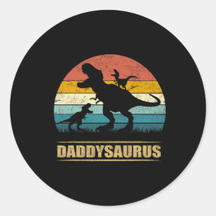 Pegatina Redonda Papi Dinosaurio Daddysaurus 2 Dos niños padre grac
