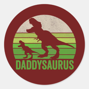 Pegatina Redonda Papi gracioso Dinosaurio Daddysaurus Día de los Pa
