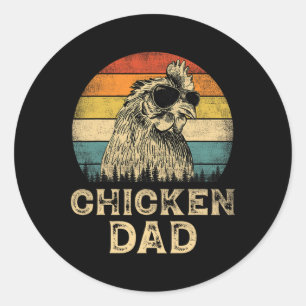 Pegatina Redonda Papi padre de los amantes del pollo de pollo de la