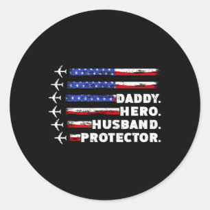Pegatina Redonda Papi Patriótico Protector Papi Bandera Estadounide
