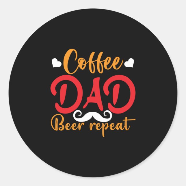 Pegatina Redonda Papi Regalo Café Papá Repito (Anverso)