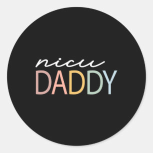 Pegatina Redonda Papi Retro Colorido Nicu Dad Boho Tiny Warrior