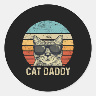Pegatina Redonda Papi Retro Gato Sungles Papá Gato De Guay Regalo P