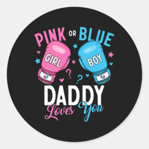 Pegatina Redonda Papi Rosa O Azul Te Ama El Revés De Género De Boxe
