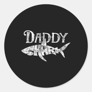 Pegatina Redonda Papi Shark T Shirt Padres Día Regalos Familias