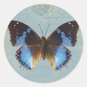 Pegatina Redonda Papillon bleu