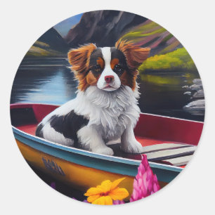 Pegatina Redonda Papillon on a Paddle: Una aventura panorámica