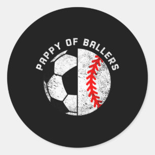 Pegatina Redonda Pappy De Los Balonmanos Fútbol Divertido Béisbol P