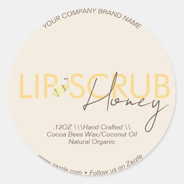 Pegatina Redonda Paquete de negocios de Honey Lip Scrub (Anverso)